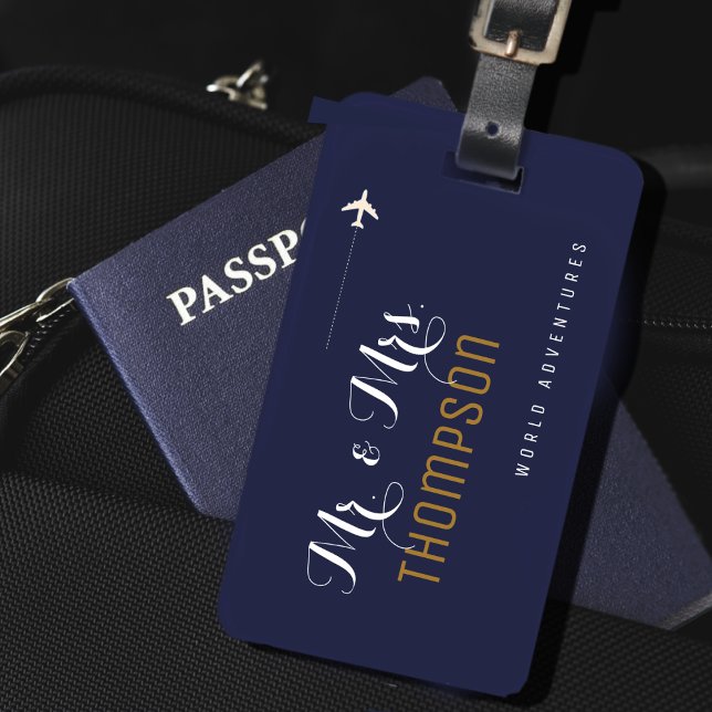 Herr & Mrs. Ehepaare Weltreisen Gepäckanhänger (Von Creator hochgeladen)