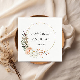 " Herr & Mrs. "Elegant Eucalyptus, Boho, Blume Serviette