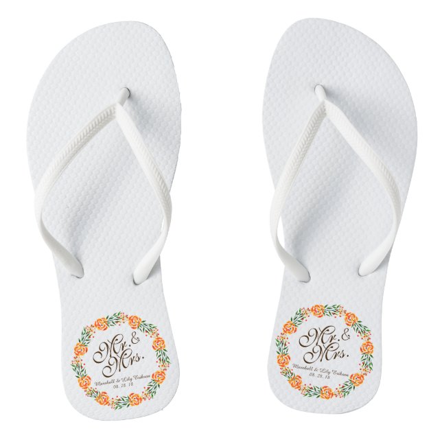 Herr & Mrs. Elegant Floral Wedding Flip Flops (Fußbett)