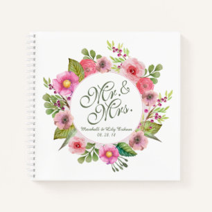 Herr & Mrs. Elegant Floral Wedding Notebook Notizbuch