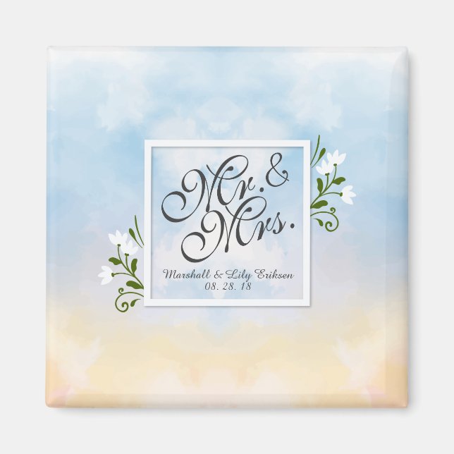 Herr & Mrs. Elegant Frame Wedding | Magnet (Vorne)