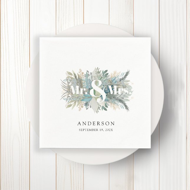 "Herr & Mrs." elegante leafy napkin Serviette (Von Creator hochgeladen)