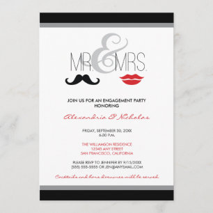 Herr & Mrs. Engagement Party Invitation (schwarz) Einladung