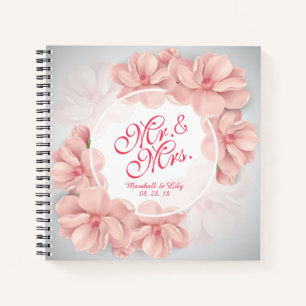 Herr & Mrs Floral Watercolor Wedding Gästebuch Notizbuch