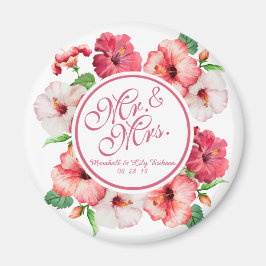 Herr & Mrs. Floral Watercolor Wedding | Magnet