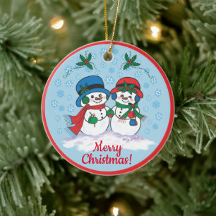 Herr & Mrs. Frosty The Snowman Keramik Ornament