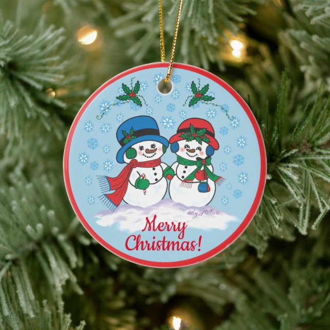 Herr & Mrs. Frosty The Snowman Keramik Ornament (Baum)