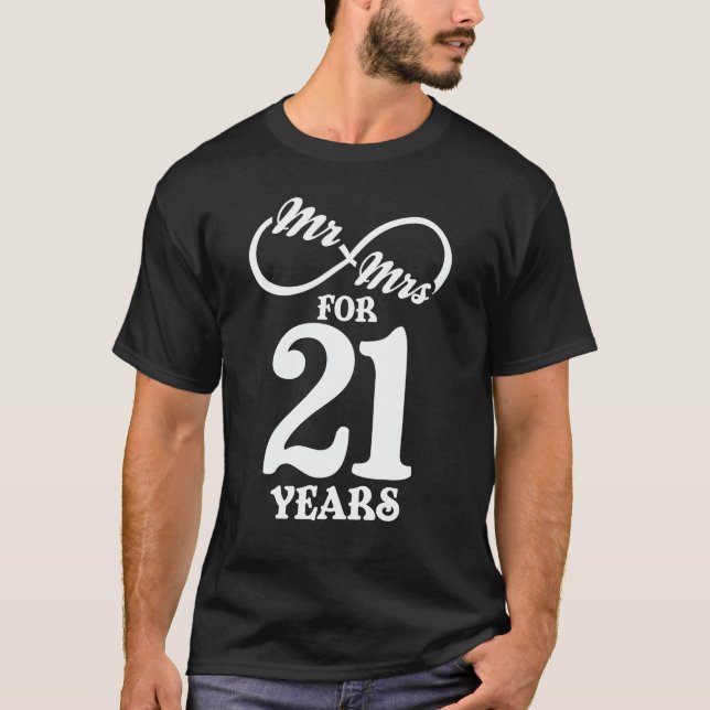 Herr & Mrs für 21 Jahre 21 Jahre 21. Hochzeitstag T-Shirt (Vorderseite)