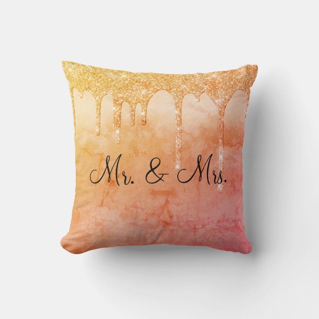 Herr & Mrs Glitzer Wedding Keepake Elegant Throw P Kissen (Vorderseite)