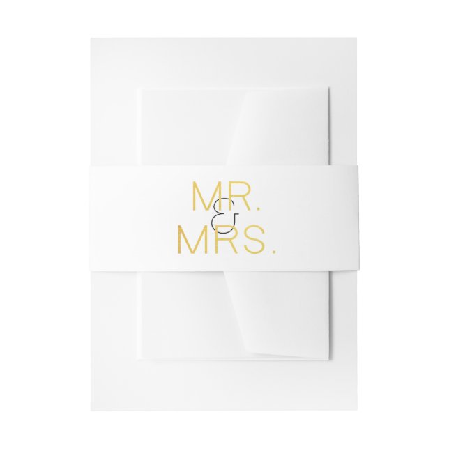 Herr & Mrs. Gold Elegant Typografy Wedding Einladungsbanderole (Vorderseite Beispiel)