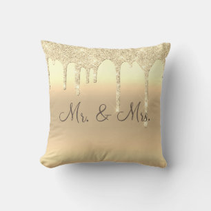Herr & Mrs. Gold Glitzer Wedding Keepake Elegant Kissen