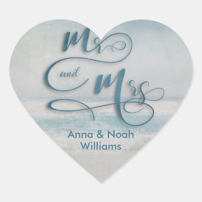 Herr & Mrs. Herz-Aufkleber (Vorderseite)