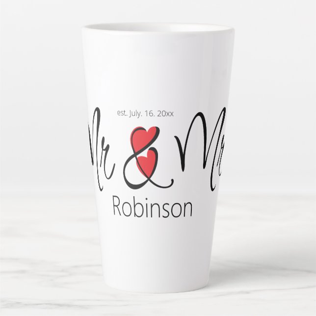 Herr & Mrs. Individuelle Name Elegant Modern Two-T Milchtasse (Vorderseite)