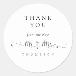 Herr Mrs. Key Symbol Script Wedding Vielen Dank Runder Aufkleber