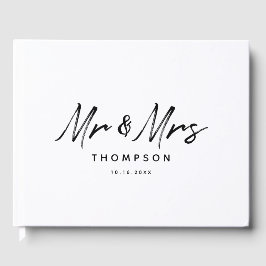 Herr & Mrs. Modern Schwarz-weiß Script Wedding Gästebuch