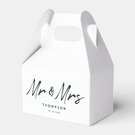 Herr & Mrs. Modern Schwarz-weiß Script Wedding Geschenkschachtel