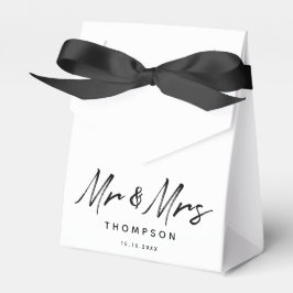 Herr & Mrs. Modern Schwarz-weiß Script Wedding Geschenkschachtel