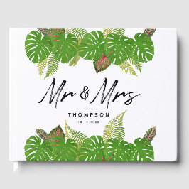Herr & Mrs Modern Tropical Blätter Script Wedding Gästebuch