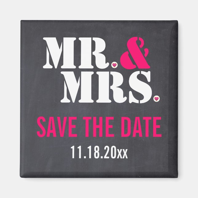 Herr & Mrs Modern typography wedding Save the Date Magnet (Vorne)