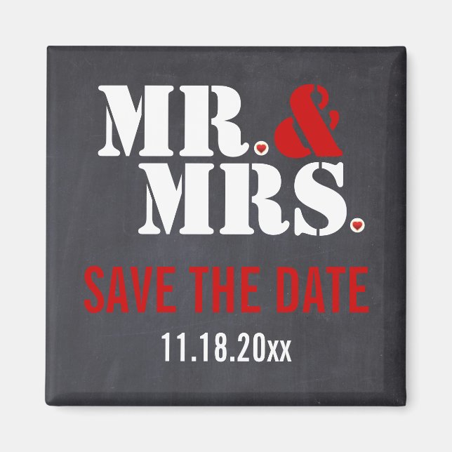 Herr & Mrs Modern typography wedding Save the Date Magnet (Vorne)