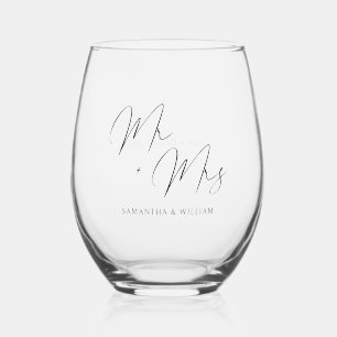 Herr & Mrs.: Personalisiert Hochzeit Weinglas Ohne Stiel