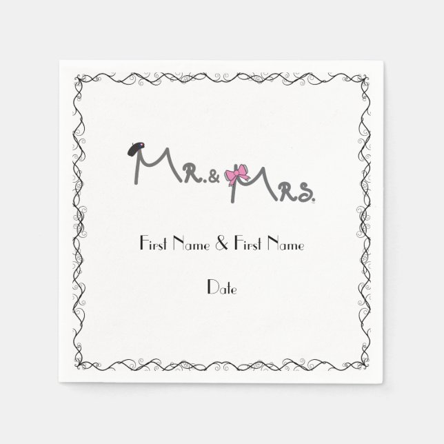 Herr & Mrs. Personalisiert Wedding Napkins Serviette (Vorderseite)