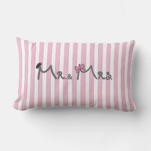 Herr & Mrs. - rosa Streifen Pillow Braut/Bräutigam Lendenkissen