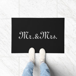 Herr & Mrs. Schwarz-weiße benutzerdefinierte Skrip Fußmatte