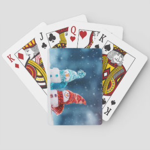 Herr & Mrs. Snowman spielt Karten Spielkarten