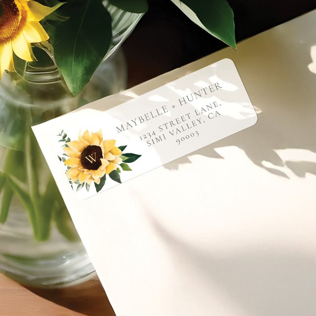 Herr & Mrs. Watercolor Sonnenblumen & Wildblume (Mr. & Mrs. Watercolor Sunflowers & Wildflower Label)