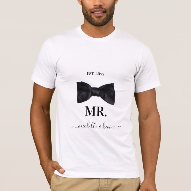 Herr & Mrs Wedding Black & White T-Shirt (Vorderseite)