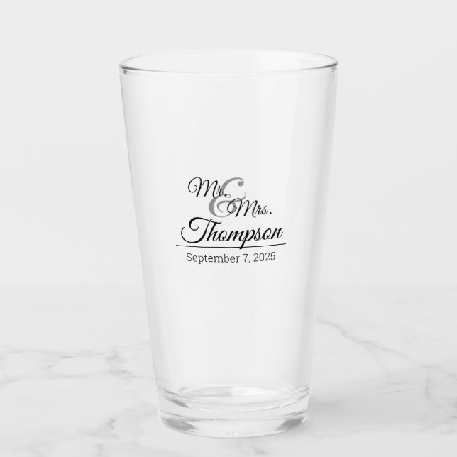 Herr & Mrs. Wedding Celebration Date Keepake Glas (Vorderseite)