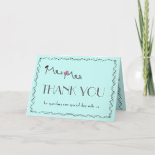 Herr & Mrs. Wedding Mint Color Danke Cards