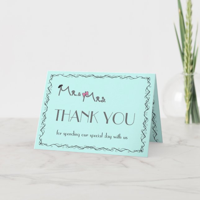 Herr & Mrs. Wedding Mint Color Danke Cards (Vorderseite)