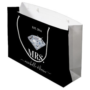 Herr & Mrs. Wedding Party Black & White Große Geschenktüte