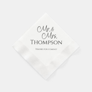 Herr & Mrs. Wedding Reception Cocktail Napkins Serviette