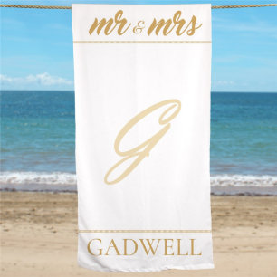 Herr & Mrs White Polyester and Terry Beach Towel