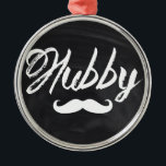 Herr Mustache Groom Honeymoon Hubby Silbernes Ornament<br><div class="desc">Herr Mustache Groom Honeymoon Hubbygeschenke.</div>