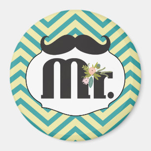 Herr Mustache Yellow and Green Magnet