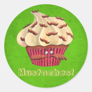 Herr Mustached Cupcake Runder Aufkleber