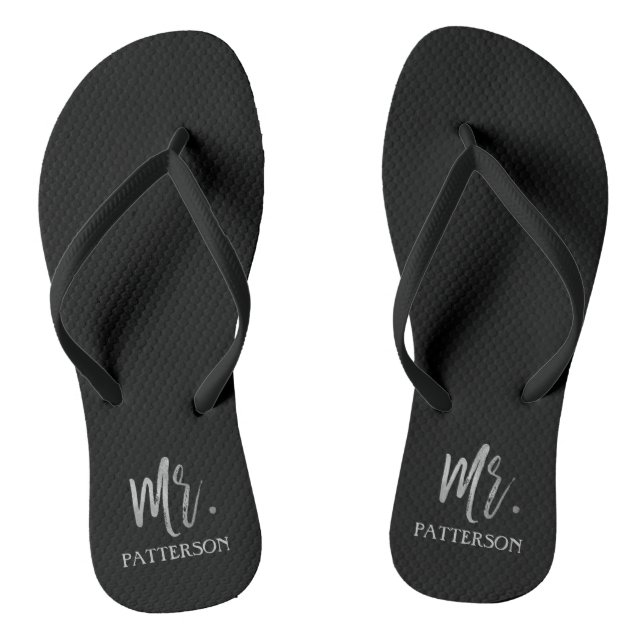 Herr Nachname Flip Flops mit Silberstreifen (Fußbett)