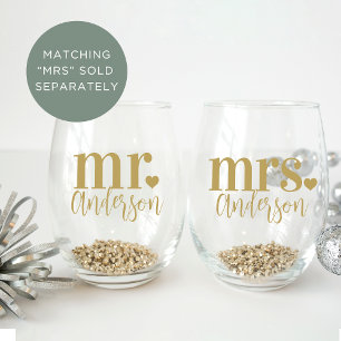 HERR Name Personalisiert Hochzeit Weinglas Ohne Stiel
