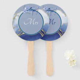Herr oder Frau Modern Blue Aqua Marble Wedding Gam Fächer