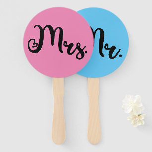 Herr oder Frau Pink Blue Bride Groom Wedding Game Fächer