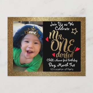 Herr One-derful Birthday Invites Einladungspostkarte