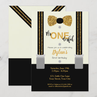 Herr One derful black and gold bow Krawatte Einladung