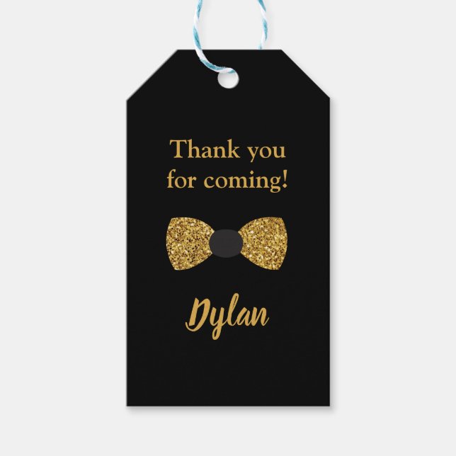 Herr One derful black and gold bow Krawatte Geschenkanhänger (Vorderseite)