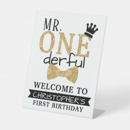 Herr ONEderful 1. Geburtstag Willkommen Sockelschild