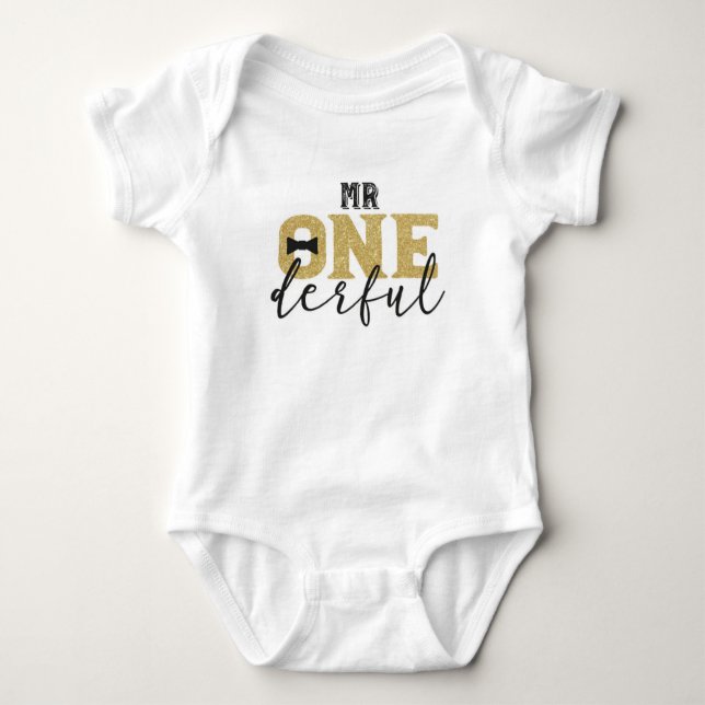 Herr Onederful 1st Birthday Bodysuit Baby Strampler (Vorderseite)