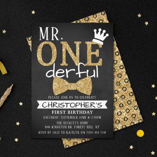 Herr ONEderful 1st Birthday Einladungen